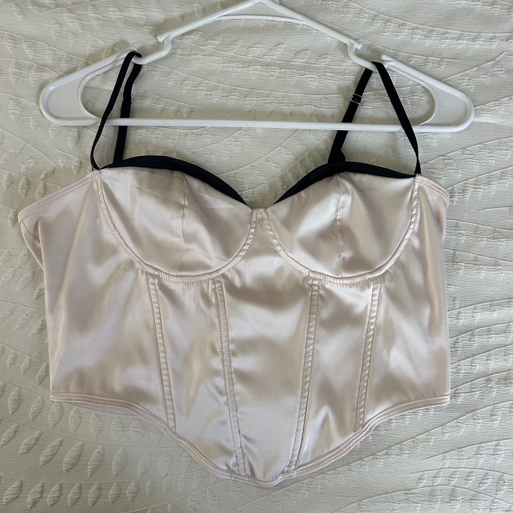 SHEIN Cream and Black Bustier Top